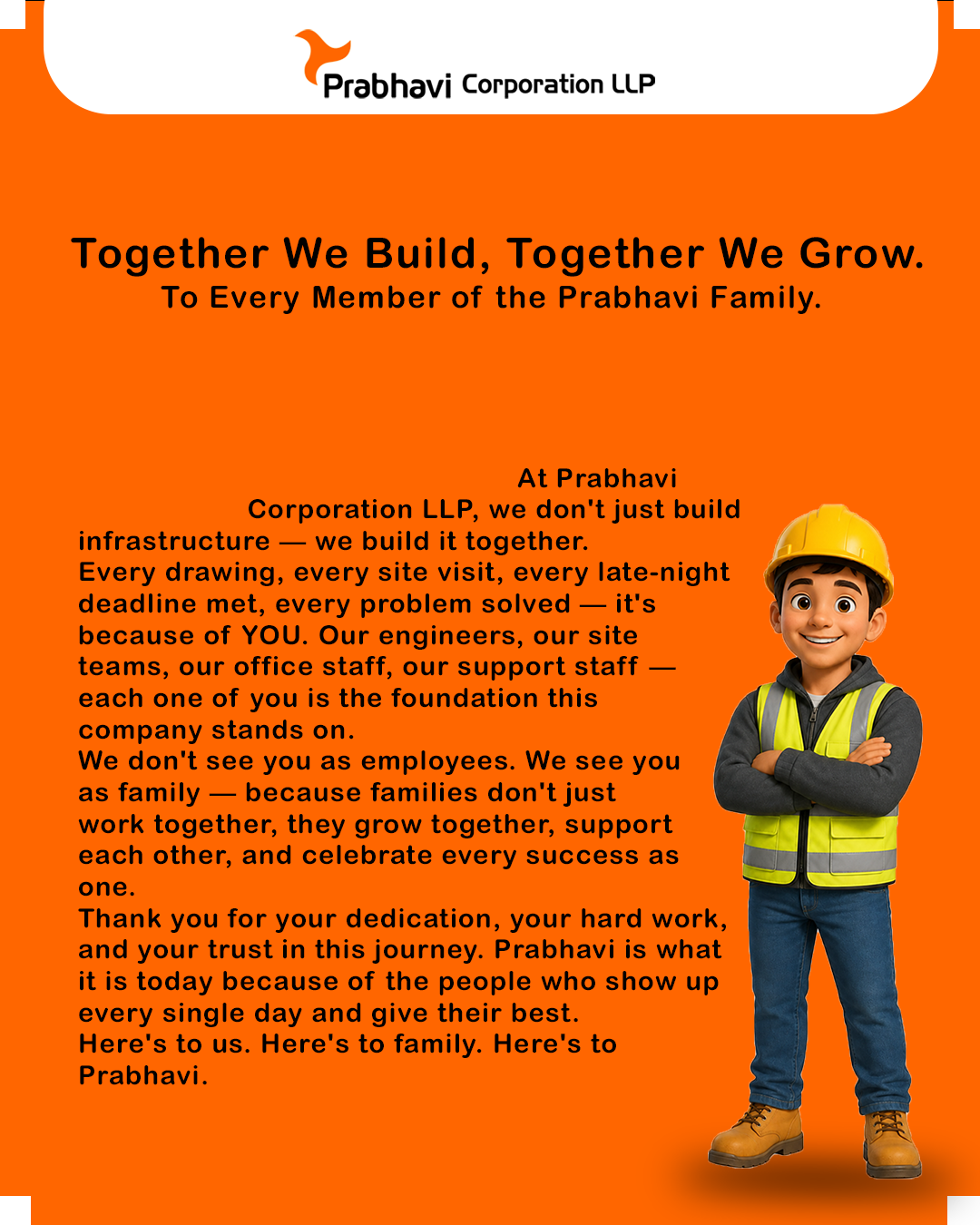 From Prabhavi corporation llp to all prabhavi family thanking letter